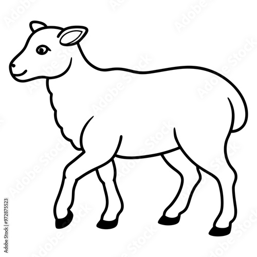 Line art sheep vector, line cut sheep, silhouette vector illustration. sheep line art silhouette sketch black and white