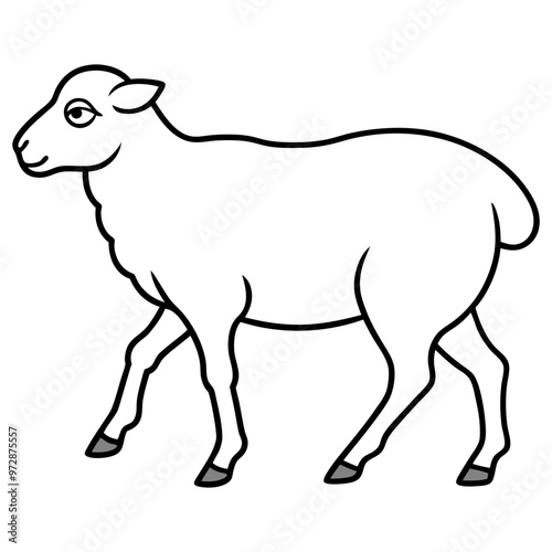 Line art sheep vector, line cut sheep, silhouette vector illustration. sheep line art silhouette sketch black and white