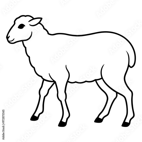 Line art sheep vector, line cut sheep, silhouette vector illustration. sheep line art silhouette sketch black and white