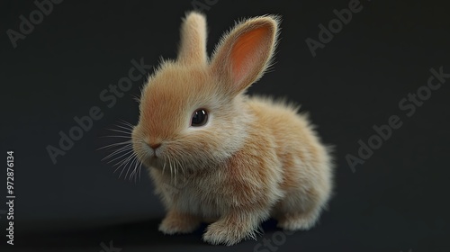 22. **Adorable 3D model of a small baby rabbit with soft fur and long ears