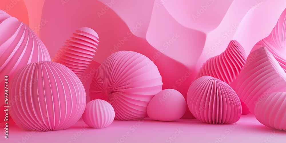 A pink background with many pink shapes and circles. The shapes are all different sizes and are arranged in a way that creates a sense of movement and depth A pink background with many pink shapes and circles. The shapes are all different sizes and are arranged in a way that creates a sense of movement and depth