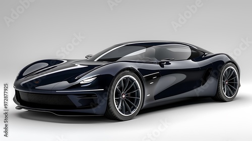 Black Luxury Sports Car on White Background