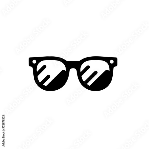 black sunglasses icon symbol. Sunglasses cat eye black glyph icon isolated. Vector. 