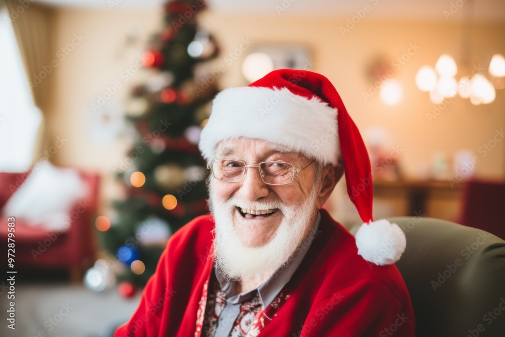Portrait of a smiling elderly man in nursing home during Christmas Portrait of a smiling elderly man in nursing home during Christmas