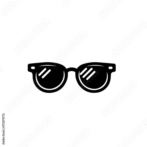 black sunglasses icon symbol. Sunglasses cat eye black glyph icon isolated. Vector. 