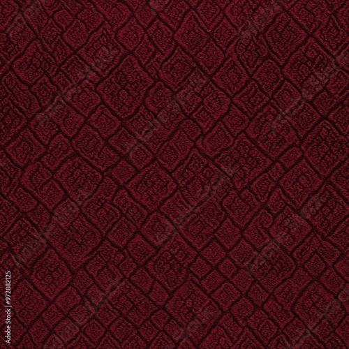 Close-up shot of red fabric featuring intricate patterns