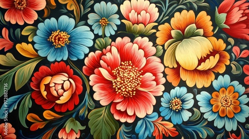 Cultural flower art, where traditional flowers are represented in art forms like pottery, textiles, or murals, symbolizing heritage and tradition