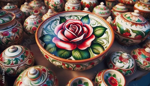 Wallpaper Mural italienische Töpferware mit einem Rosenmotiv auf einem Markt in Italien Torontodigital.ca