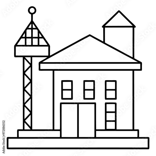 construction building outline coloring book page line art drawing