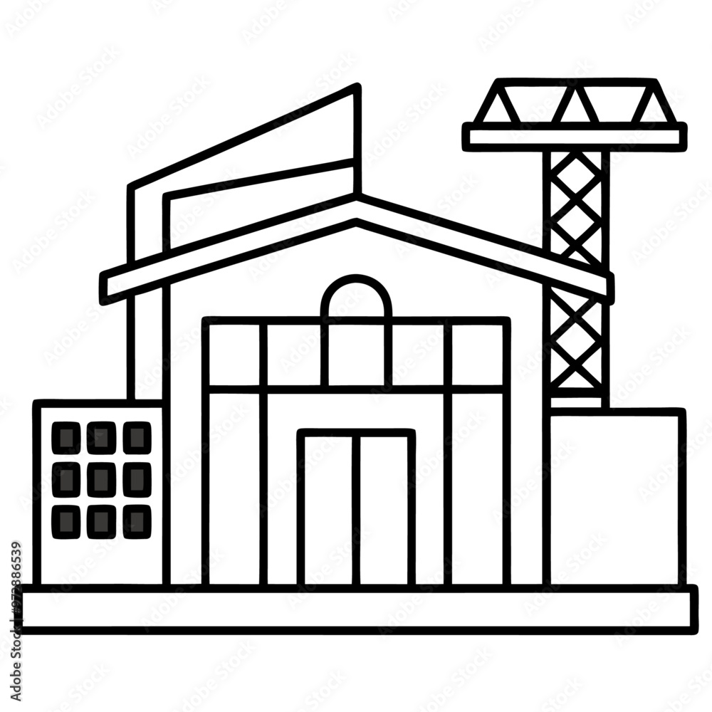 construction building outline coloring book page line art drawing construction building outline coloring book page line art drawing
