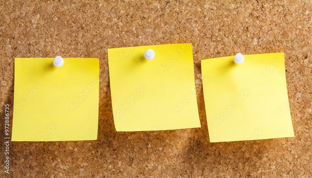 Post-it notes on a cork noticeboard