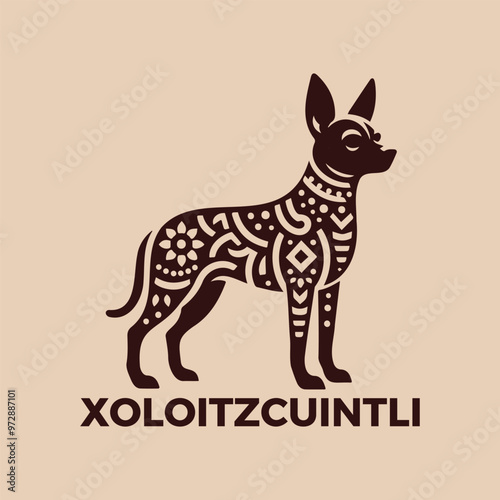 Mexican Xolo Dog Vector Logo Silhouette  photo