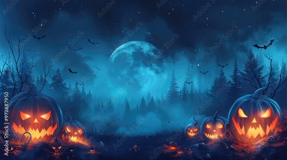 Halloween Spooky Background - Halloween Banners for Social Media with Happy Halloween 