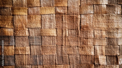 Cultural Papyrus Weave Texture: Close-up of the traditional Thai papyrus weave mat, with a rich brown texture, ideal for cultural, artistic, and design-focused projects.