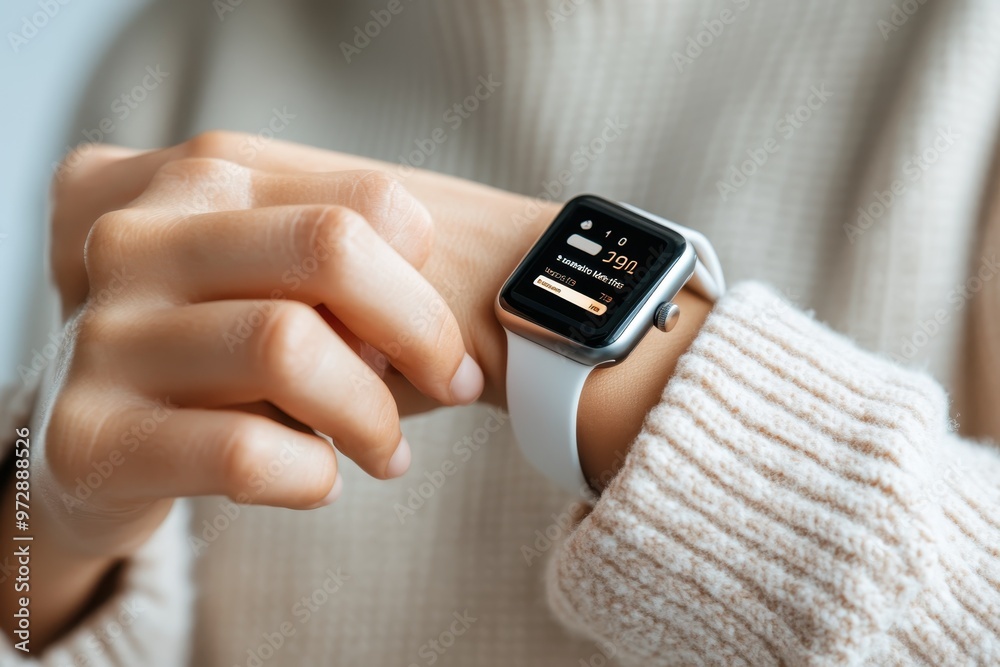 Gen Z client receiving a weekly digital spending report on their smartwatch – Advisor providing feedback through short, actionable tips, blending tech and human guidance, fintech innovation Gen Z client receiving a weekly digital spending report on their smartwatch – Advisor providing feedback through short, actionable tips, blending tech and human guidance, fintech innovation