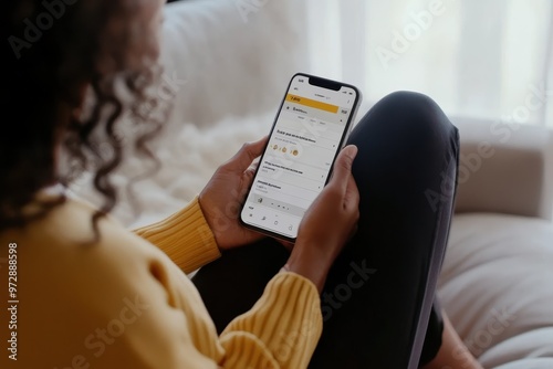 Close-up of a Gen Z client setting up automatic savings on a mobile banking app â€“ Simple, clean interface encouraging financial responsibility, empowering youth in personal finance, fintech