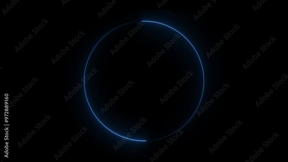 Circle shape frame purple neon lights and loop animation on black screen. 3d animation. Circle shape frame purple neon lights and loop animation on black screen. 3d animation.