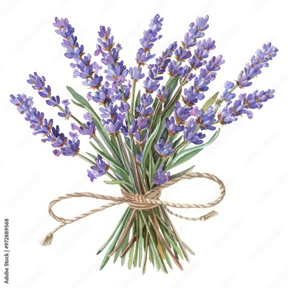 Fototapeta premium Branch of lavender violet flowers against white background