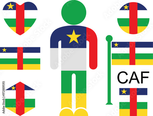 Flag of the Central African Republic set. Isolated Flag of the Central African Republic on white background