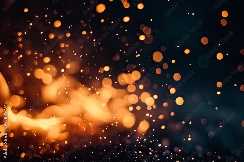 fire flame with sparks on black background , ai fire flame with sparks on black background , ai