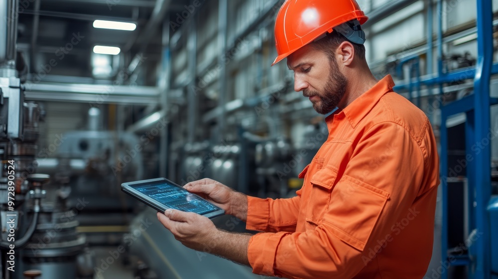Industrial Worker Using Tablet. Industrial Worker Using Tablet.