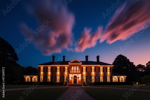 Twilight Tranquility Long Exposure Photography of a Victorian Mansion photo