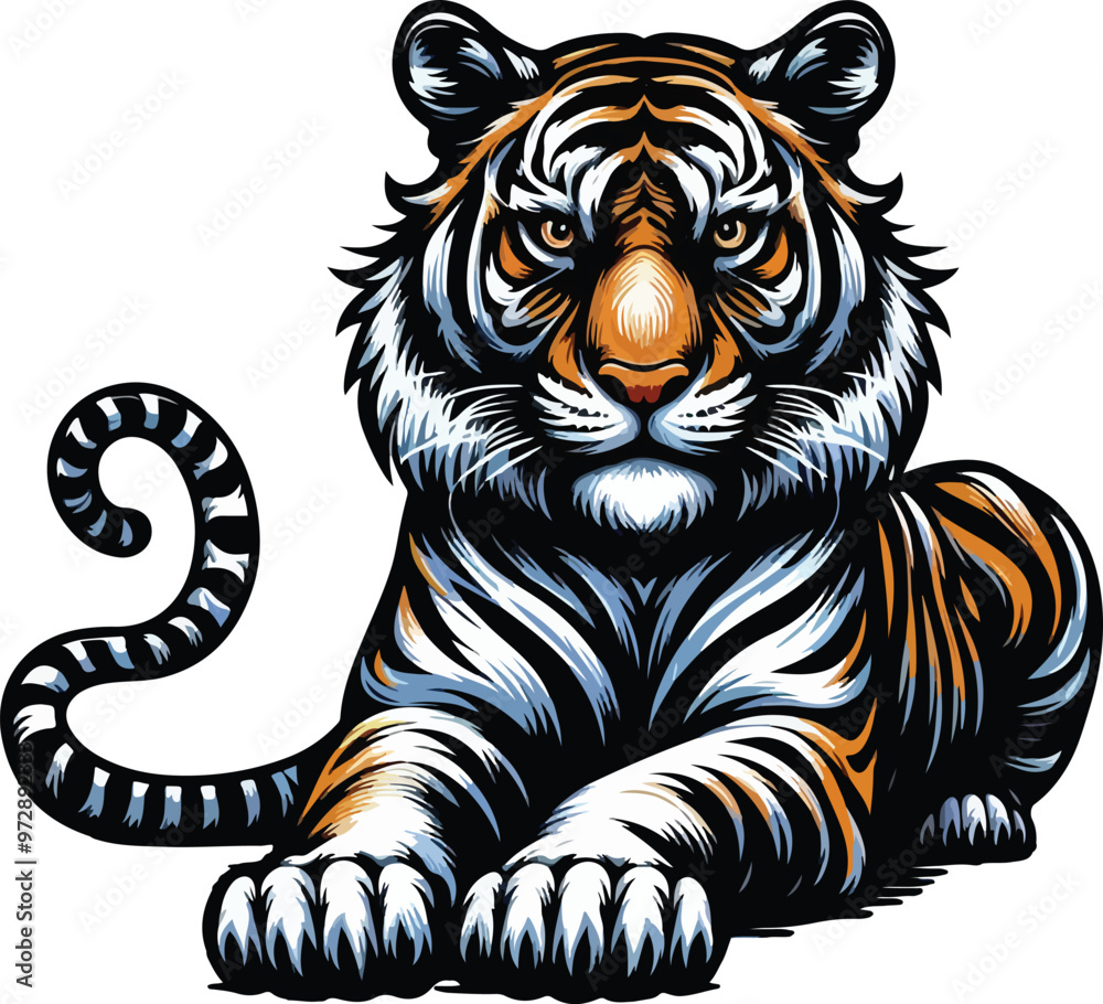 Tiger Vector Illustration Art Design, tiger setting on the grass, tiger face, vector, illustration, eps Tiger Vector Illustration Art Design, tiger setting on the grass, tiger face, vector, illustration, eps