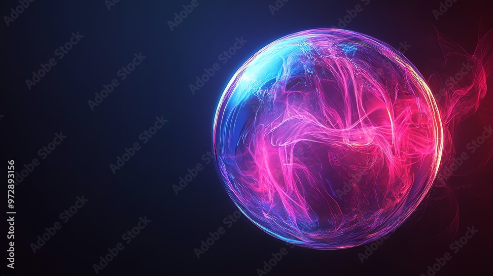 A glowing orb of light, with pink and blue energy swirling inside. A glowing orb of light, with pink and blue energy swirling inside.