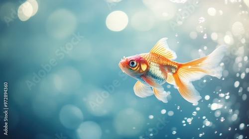 Goldfish soaring through the air, water droplets trailing behind, capturing the essence of breaking free from boundaries.