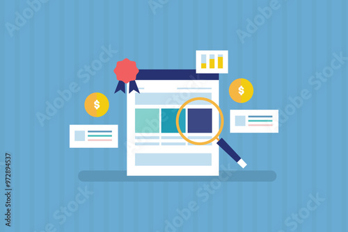 Website Organic SEO, Website ranking on search engine, Website generating high revenue from search engine. Organic traffic. Vector illustration background.