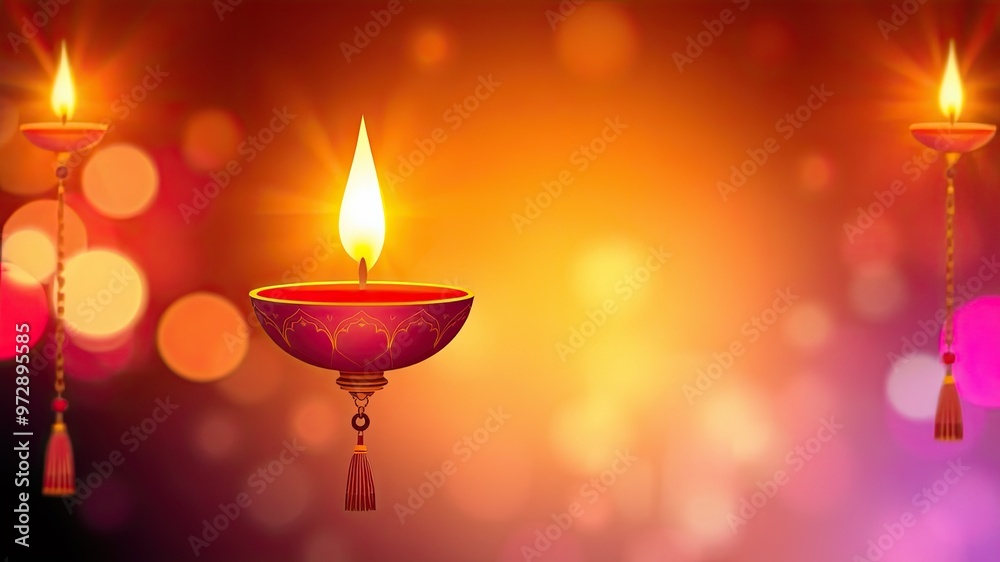 Fototapeta premium Diwali lamp images, candles in the dark, Lamp and copy space background, happy Diwali images, Diwali banner images, 