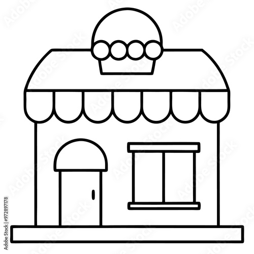 cozy bakery shop outline coloring book page line art drawing