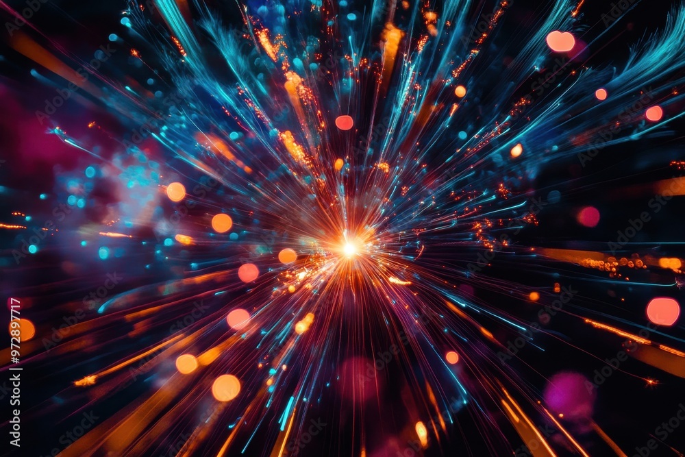 Naklejka premium Evening pyrotechnics display