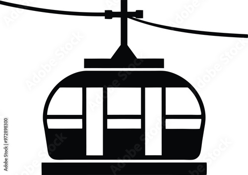 Cable car silhouette Vector Icon and Illustration, Isolated on white background