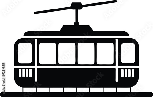 Cable car silhouette Vector Icon and Illustration, Isolated on white background