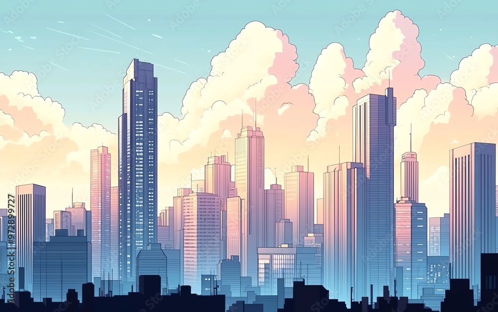 Fototapeta premium Futuristic cityscape with towering skyscrapers