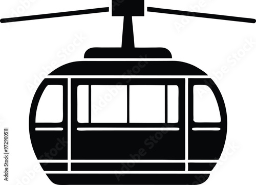 Cable car silhouette Vector Icon and Illustration, Isolated on white background