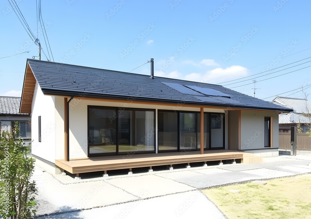 Modern Japanese Home Exterior Design with Wooden Deck Modern Japanese Home Exterior Design with Wooden Deck