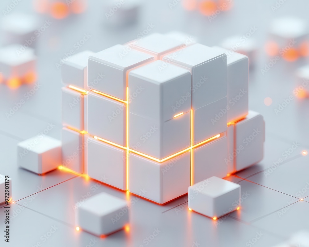 High-tech modular building blocks arranged into a complex structure, showcasing engineering precision and innovation High-tech modular building blocks arranged into a complex structure, showcasing engineering precision and innovation