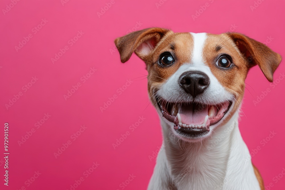 Smiling dog with happy expression face Isolated on magenta background , ai Smiling dog with happy expression face Isolated on magenta background , ai