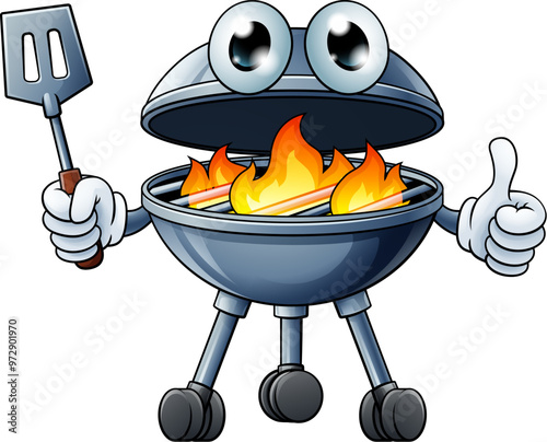 A barbecue cartoon mascot charcoal BBQ man person concept