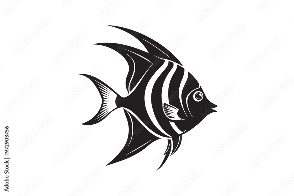 Obraz premium Angelfish silhouette vector illustration, Angelfish silhouette vector , Angelfish silhouette PNG