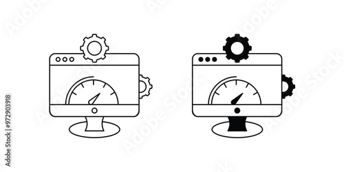 web optimization set icon with white background vector stock illustration