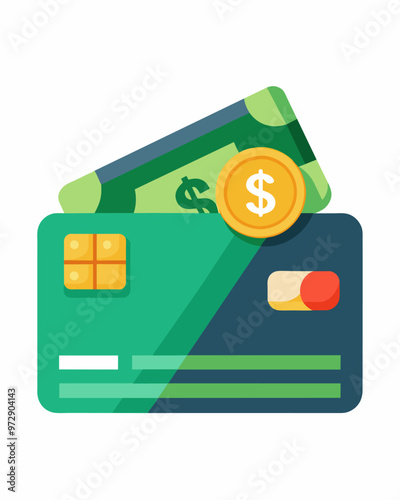 A prepaid debit card with a set amount of money for immediate use in case of a financial emergency.. Vector illustration