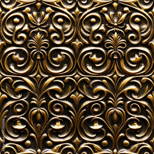 Close-up view of a metal plate featuring an intricate design