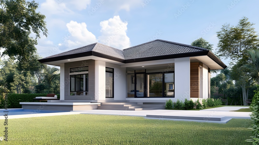 Modern Single Story House with Swimming Pool Modern Single Story House with Swimming Pool