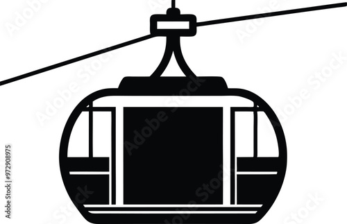 Cable car silhouette Vector Icon and Illustration, Isolated on white background