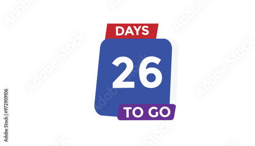 26 days to go Countdown number banner templates. time icon. Vector Illustration