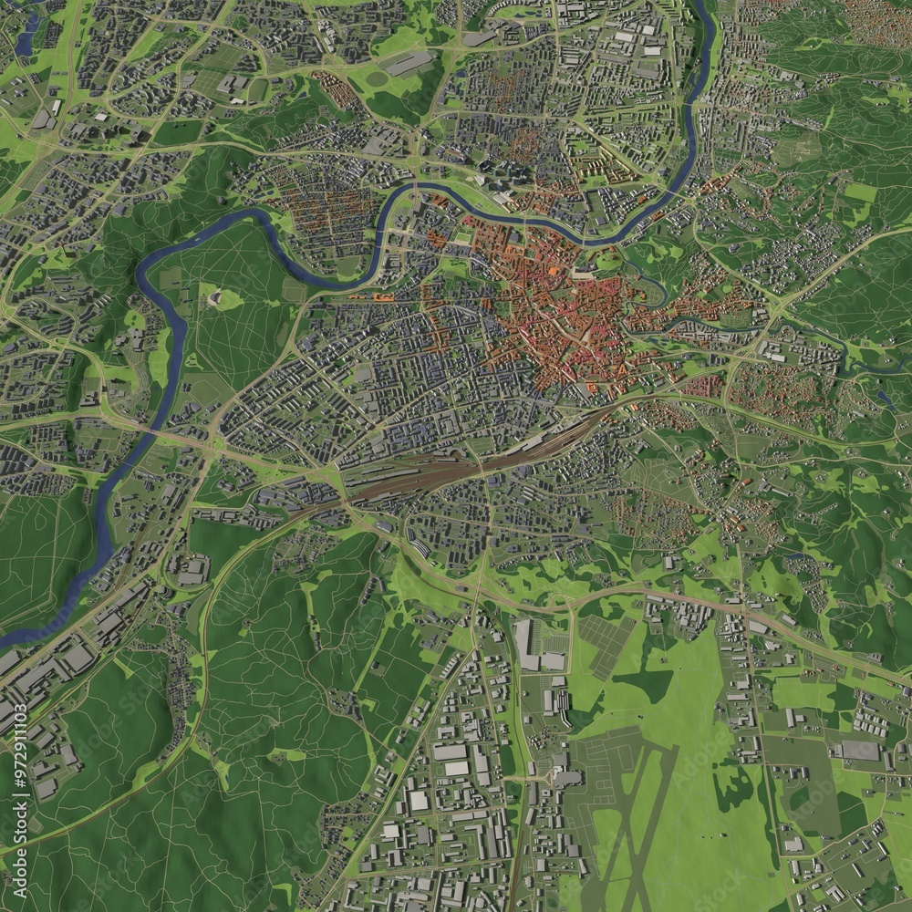 Fototapeta premium 3D illustration of city and urban in Vilnius Lithuania