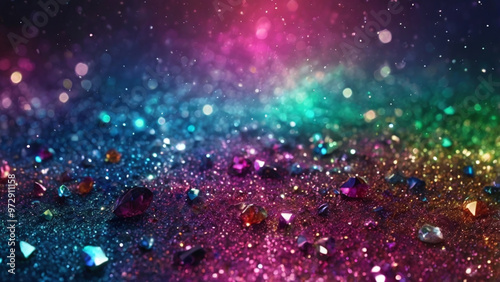 Rainbow Space Wallpaper with Glitter and Gems